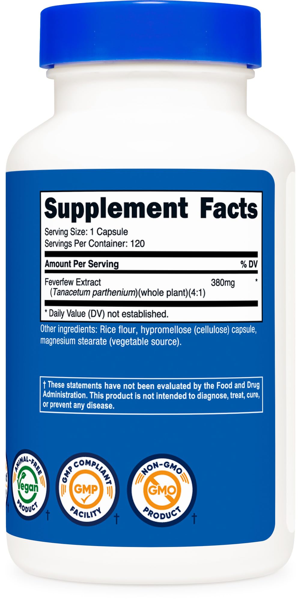 Nutricost Feverfew, emballage scellé assurant qualité et sécurité.