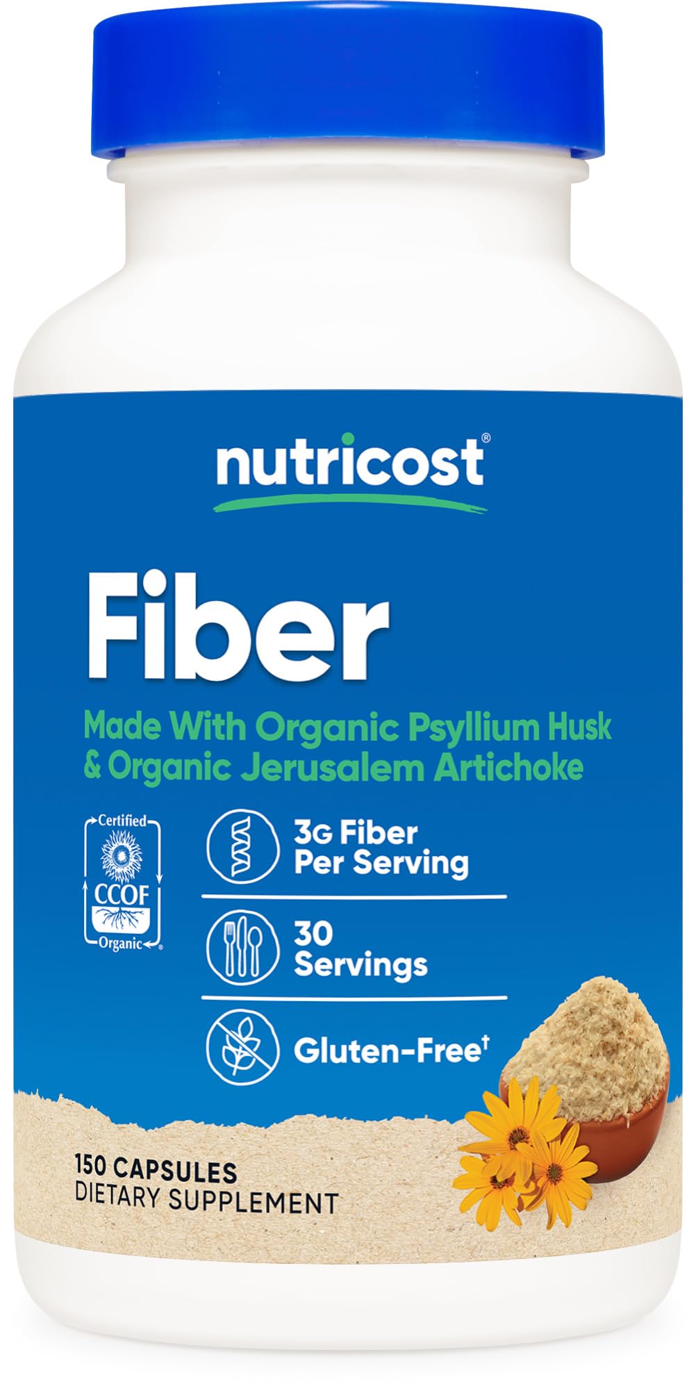 Nutricost Fibre Capsules bouteille gélules, soutien digestif potentiel
