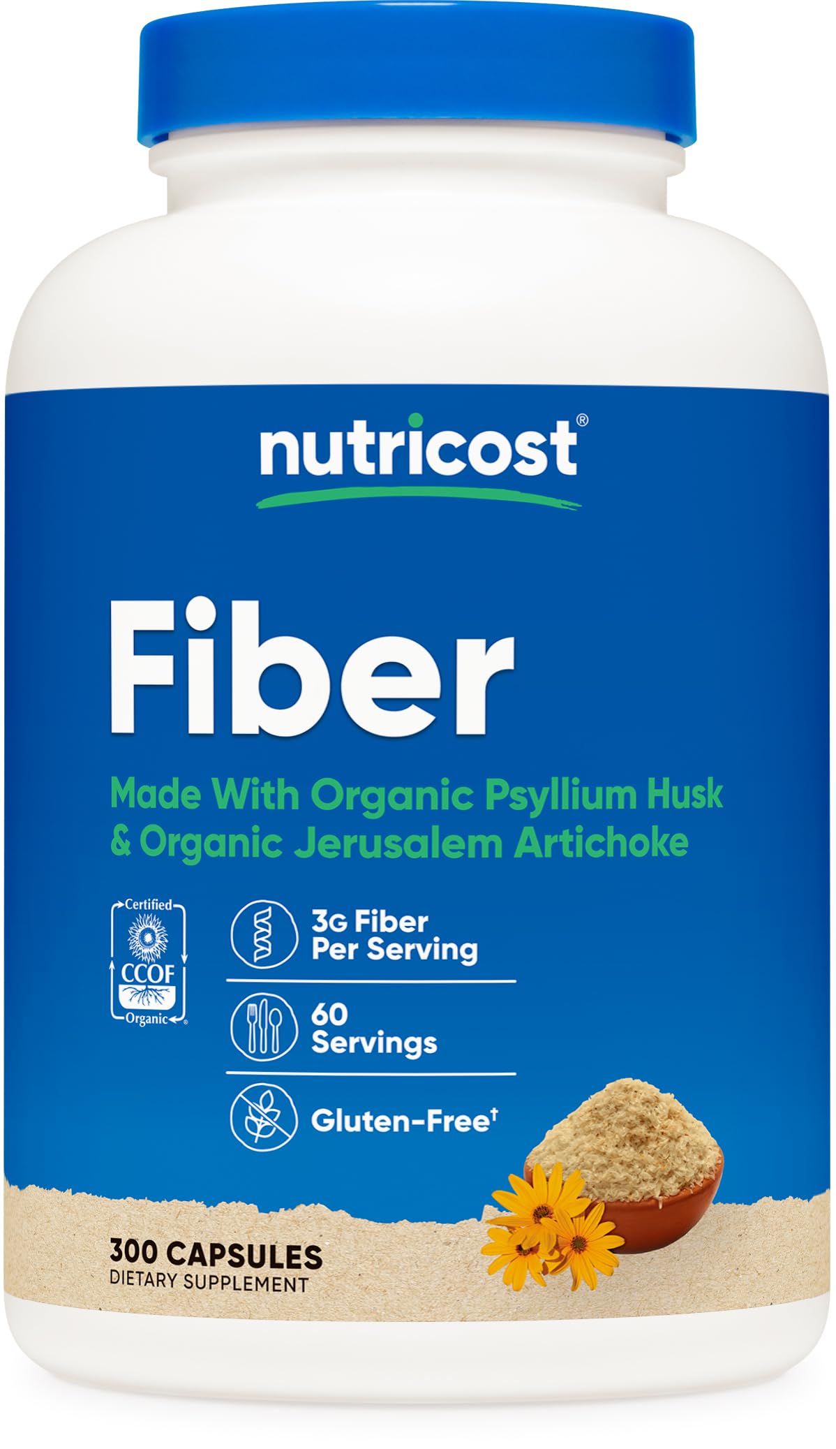 Nutricost Fibres capsules – bouteille visible, pour une routine quotidienne riche en fibres.