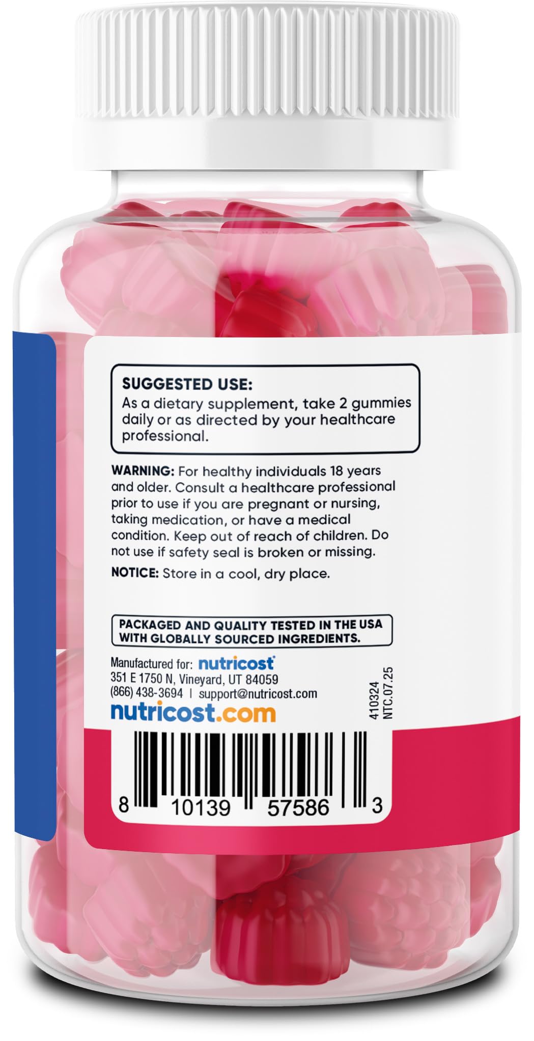 Nutricost Fibres Gummies, format portable, idéal en déplacement.