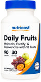 Nutricost Fruits Quotidiens en bouteille, gélules faciles à prendre au quotidien.