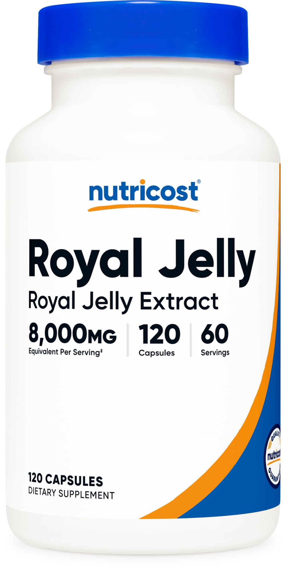 Nutricost Gelée Royale: bouteille avec capsules faciles à avaler pour une prise quotidienne.