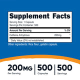 Nutricost gélules caféine 200 mg avant l'effort – concentration rapide.