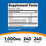 Nutricost Gélules Omega3 1000 mg, prise facile au quotidien.