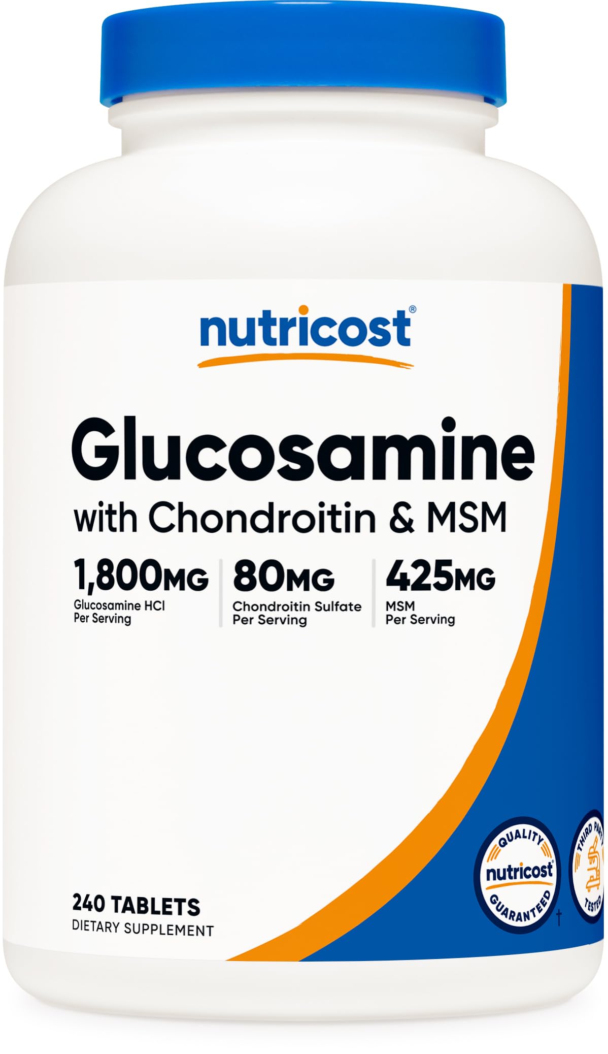 Nutricost glucosamine 1800mg – la bouteille, pratique pour l’usage quotidien.