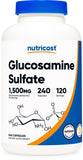 Nutricost glucosamine sulfate – bouteille de 240 capsules, dosage par capsule 750 mg, usage quotidien