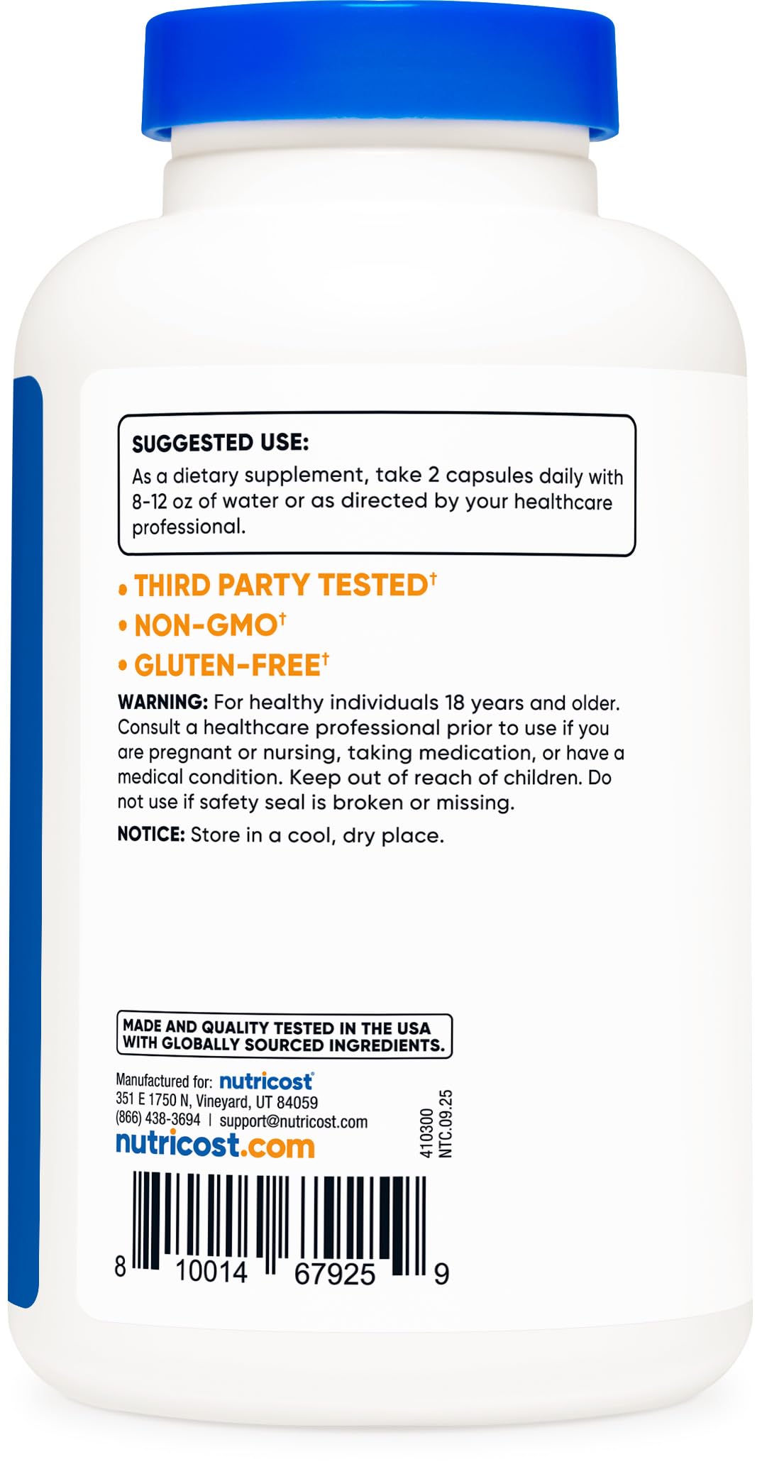 Usine certifiée NSF, GMP et FDA enregistrée pour Nutricost glucosamine