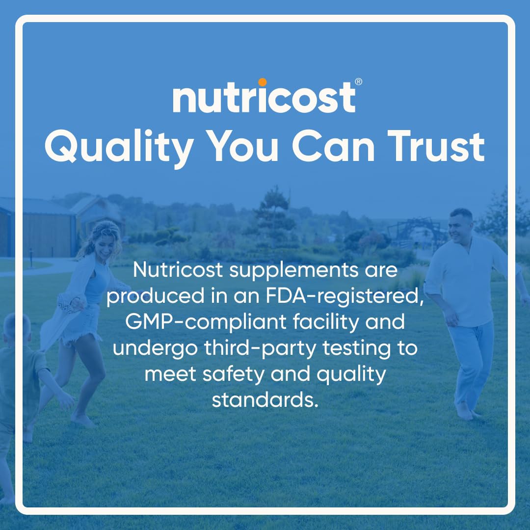 Design du flacon Nutricost glutathion 500 mg, lisibilité et accessibilité.