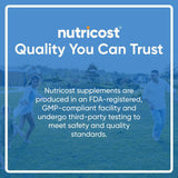 Design du flacon Nutricost glutathion 500 mg, lisibilité et accessibilité.