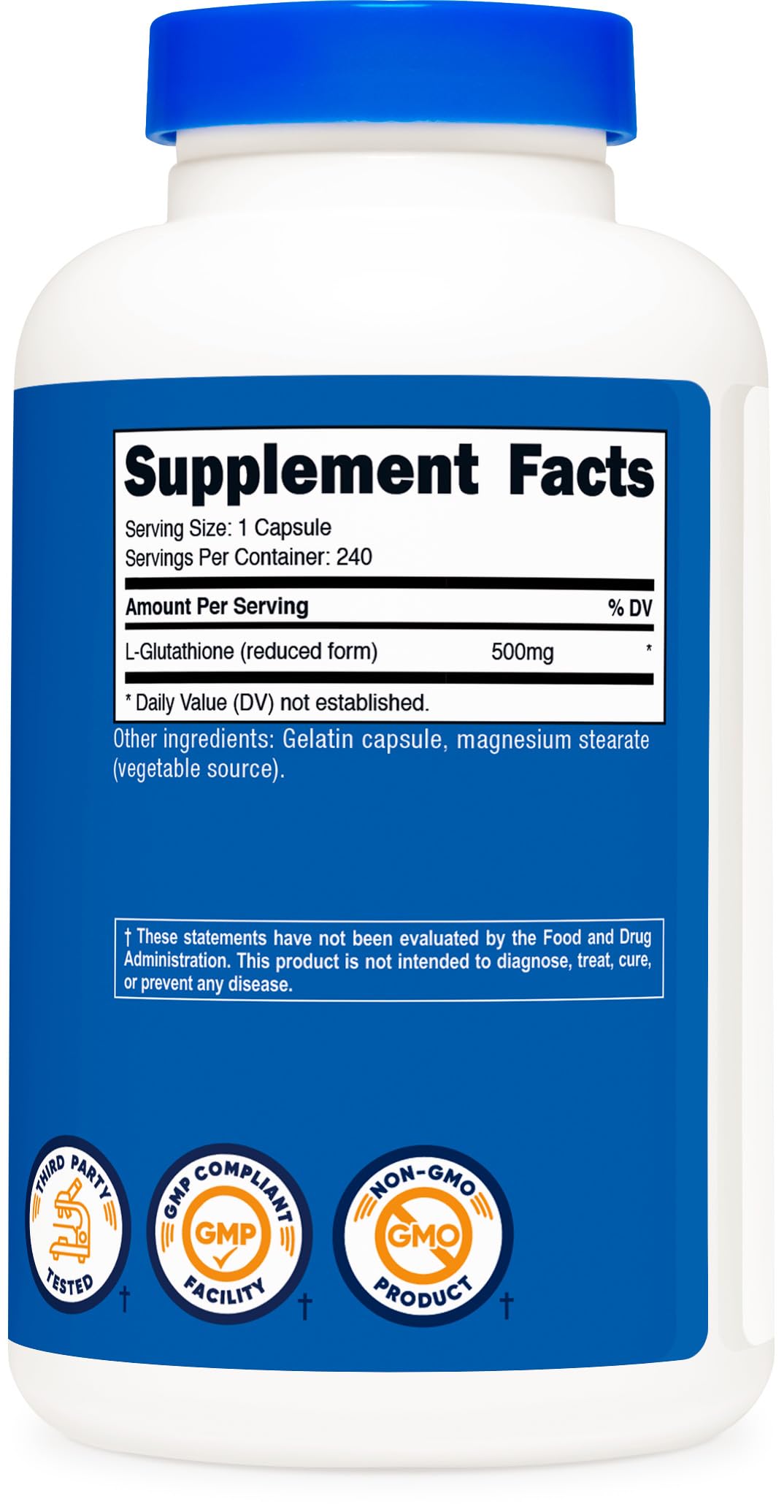 Emballage Nutricost glutathion 500 mg, présentation pratique.