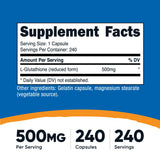 Étiquette Nutricost glutathion 500 mg, informations claires pour l'acheteur.
