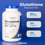 Sceau de certification Nutricost glutathion 500 mg, assurance qualité.