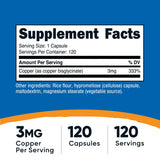 Nutricost glycinate de cuivre – capsules faciles à avaler pour un mode de vie actif.
