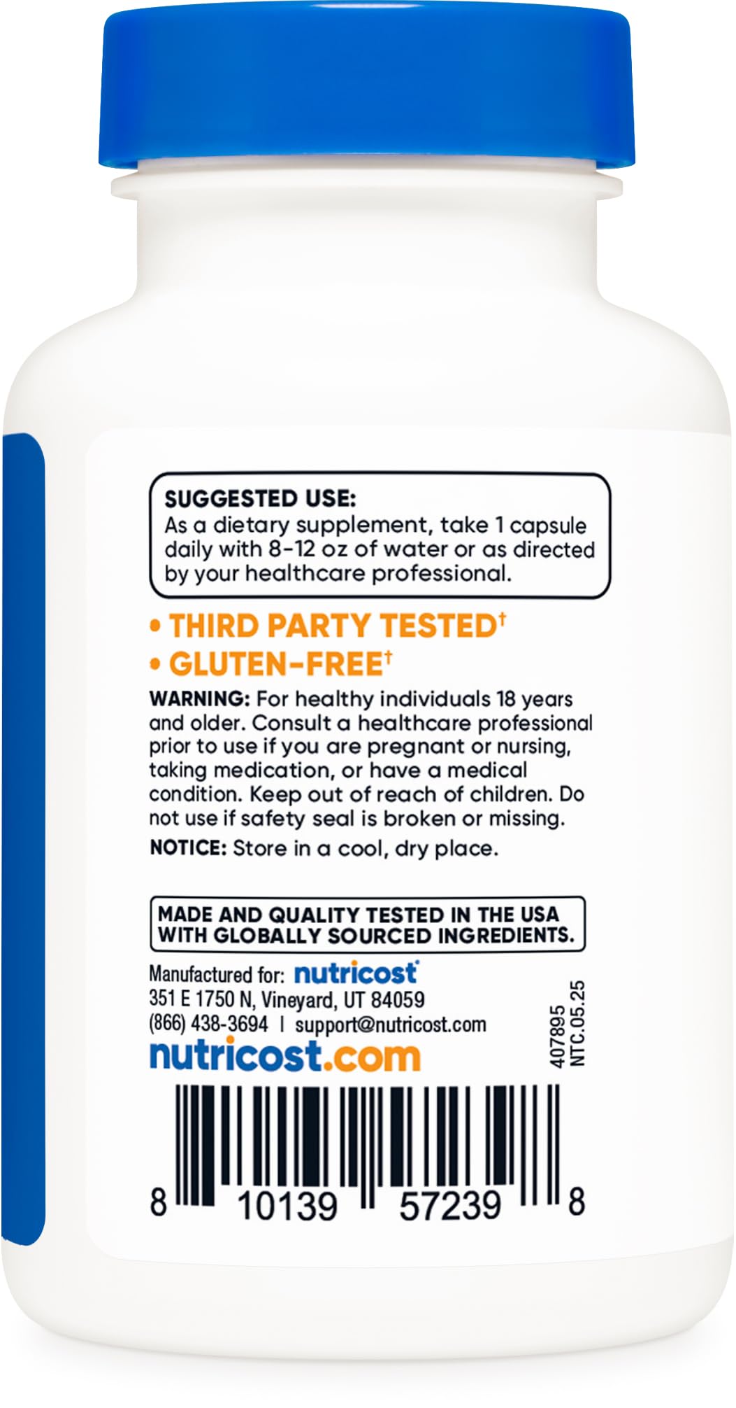 Contrôle de qualité NSF et GMP certifié pour Nutricost glycinate de cuivre.