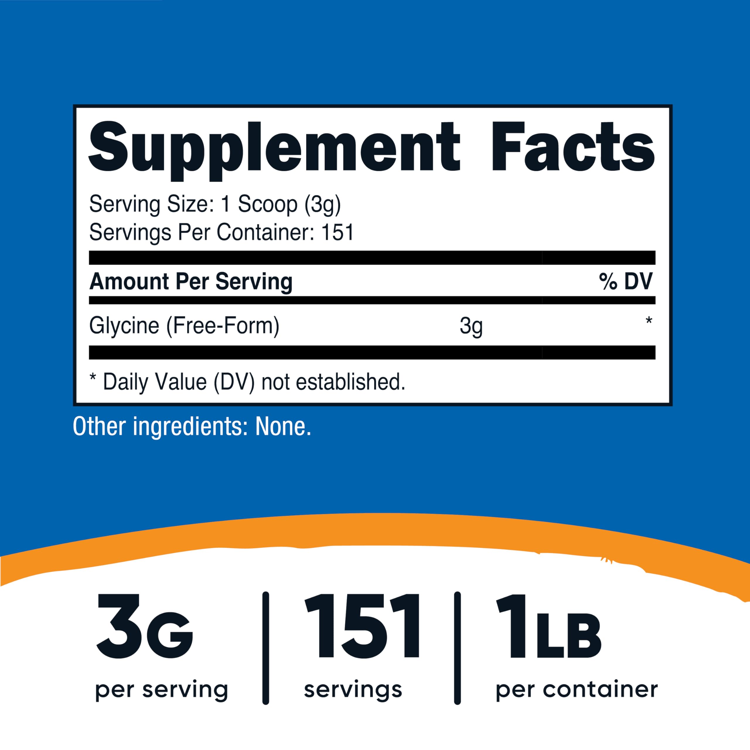 Nutricost Glycine, cuillère-dose, facilité de dosage et portions contrôlées.