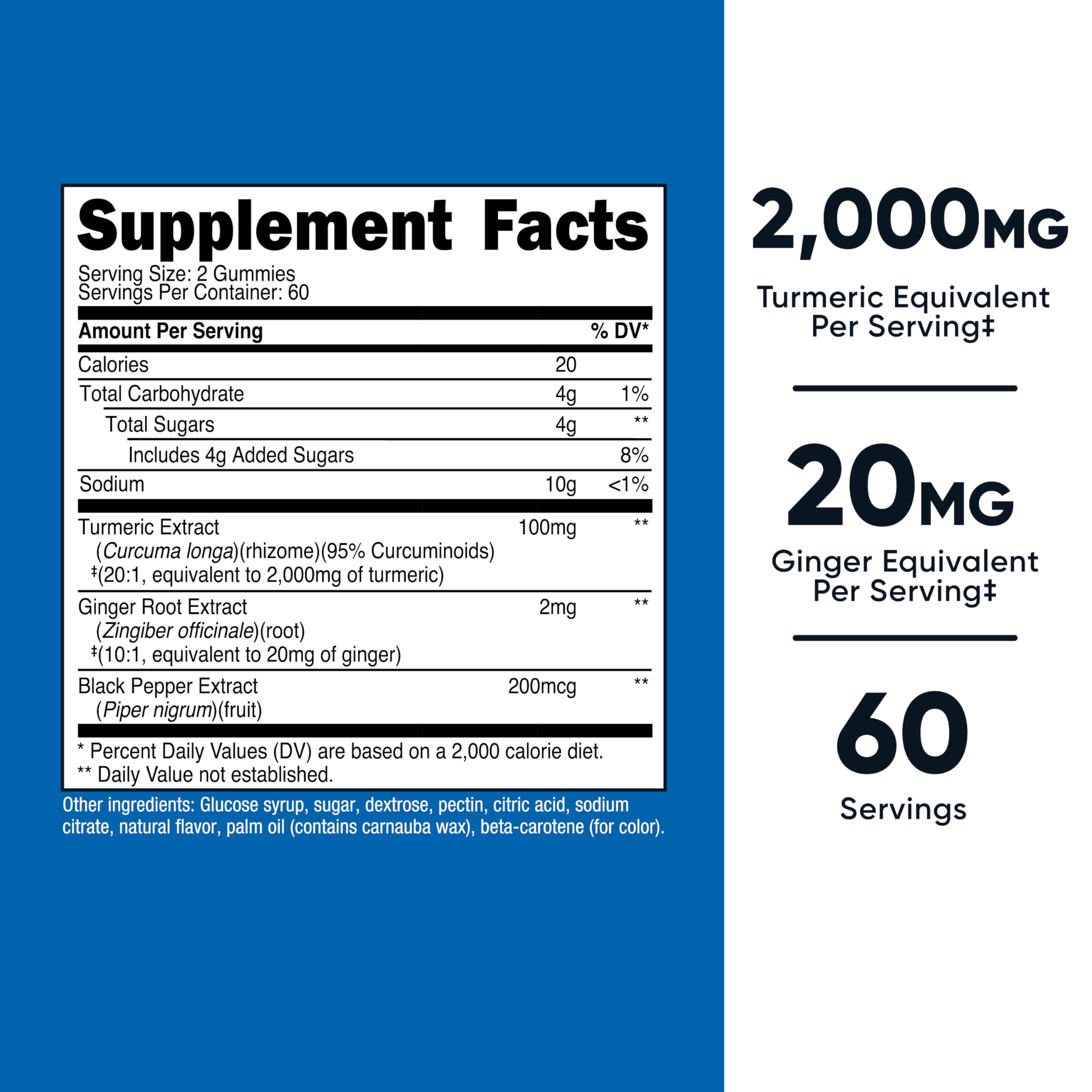 Nutricost Gommes Curcuma Gingembre 20 mg, association aromatique et soutien pratique