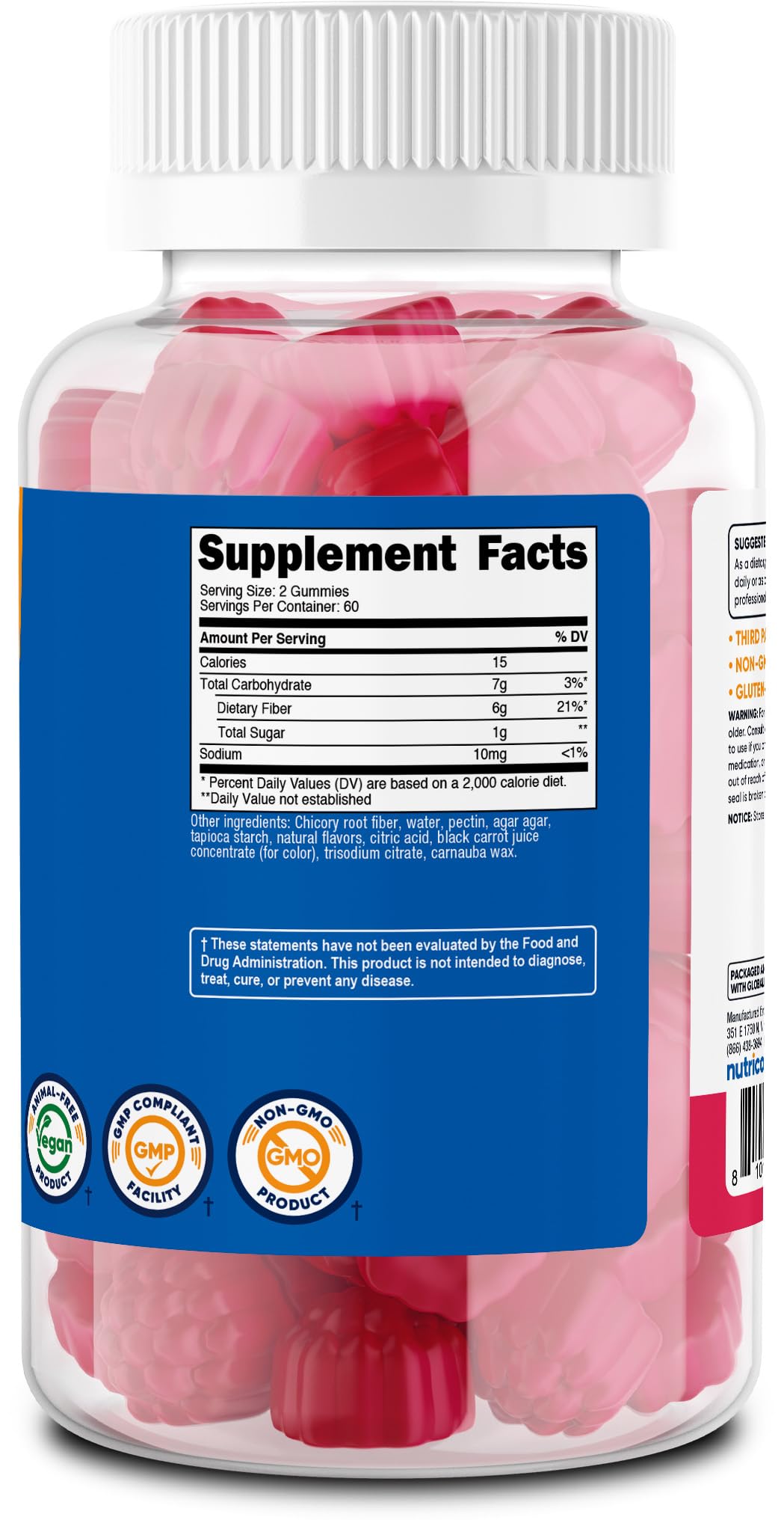 Utilisation quotidienne des gommes Nutricost Fibre, collation vegan pour soutenir vos fibres.