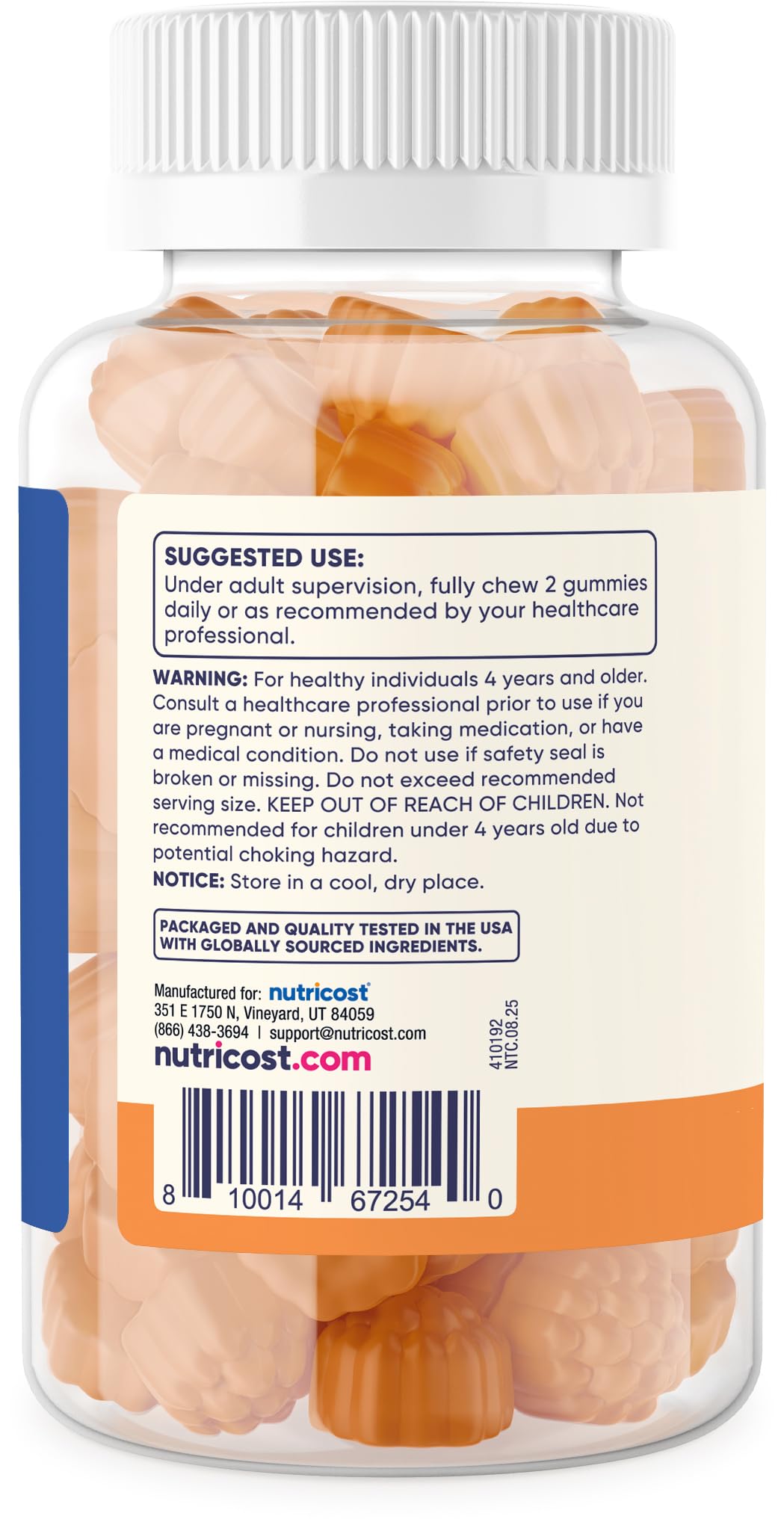 Nutricost Gommes sans gluten, naturellement colorées et sans sirop de maïs.
