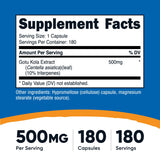 Nutricost Gotu Kola capsules 500 mg pour un apport quotidien pratique.