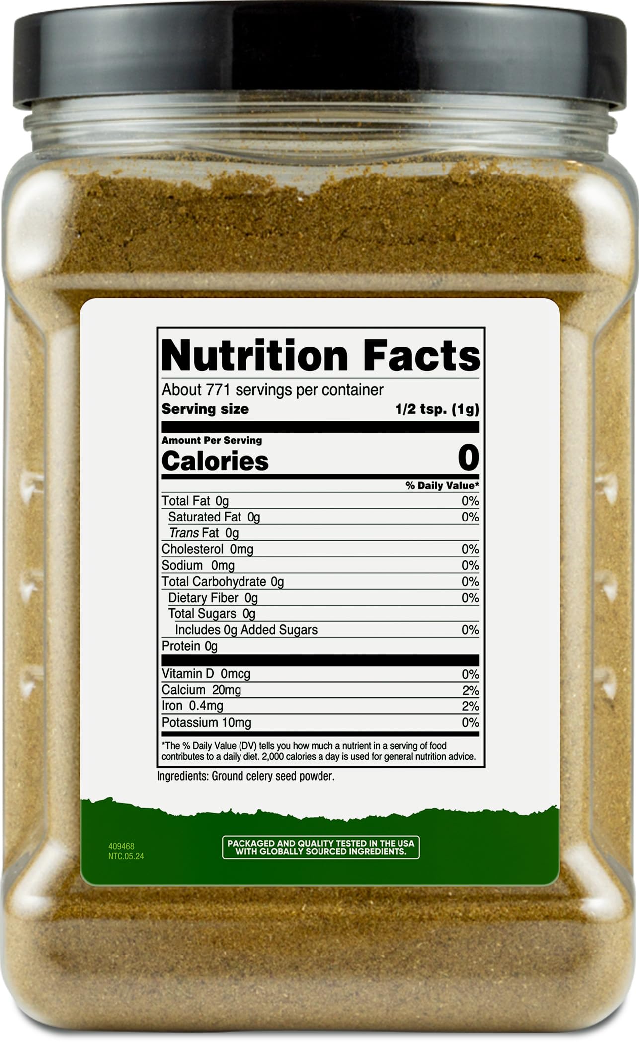 Nutricost Graine Céleri Moulu sans gluten, parfait pour sauces et marinades savoureuses.