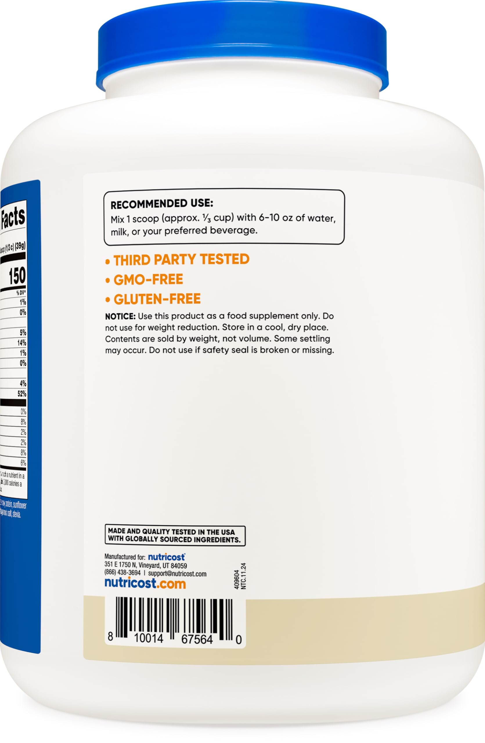 Nutricost protéine isolat vanille offre texture lisse lors du mélange
