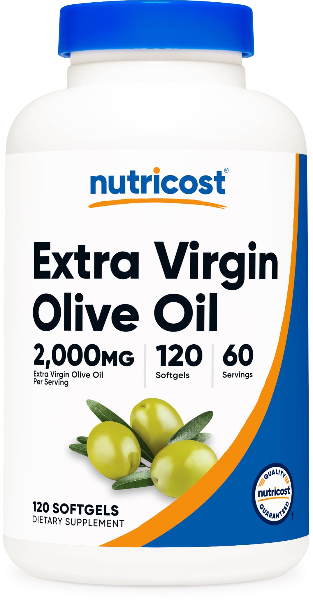 Nutricost huile d'olive extra vierge en bouteille, riche en acides gras essentiels.