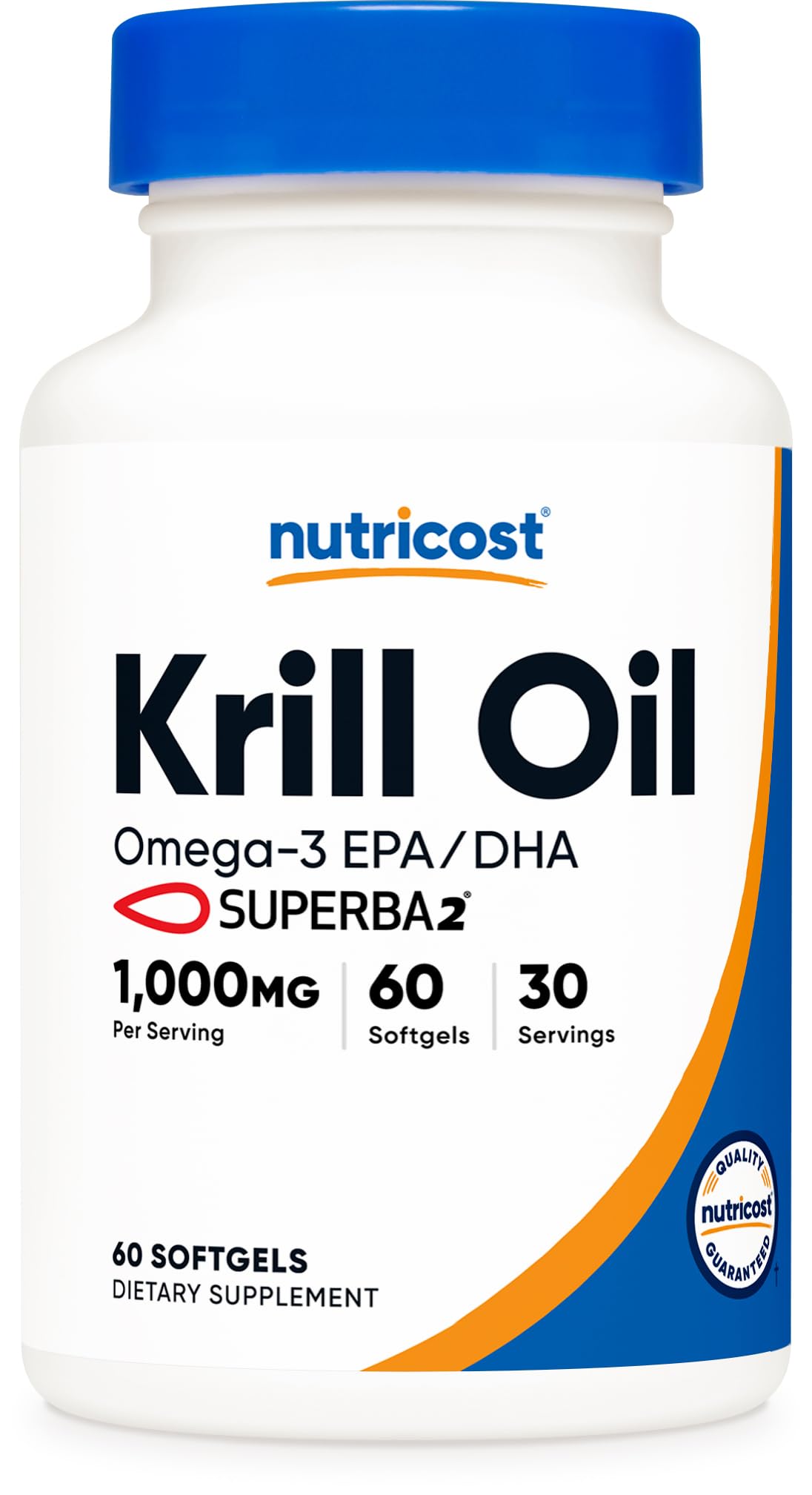 Nutricost huile de krill 1000 mg, gélules molles faciles à avaler pour le quotidien.