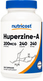 Nutricost Huperzine A - Bouteille 200 mcg, format pratique pour usage quotidien.