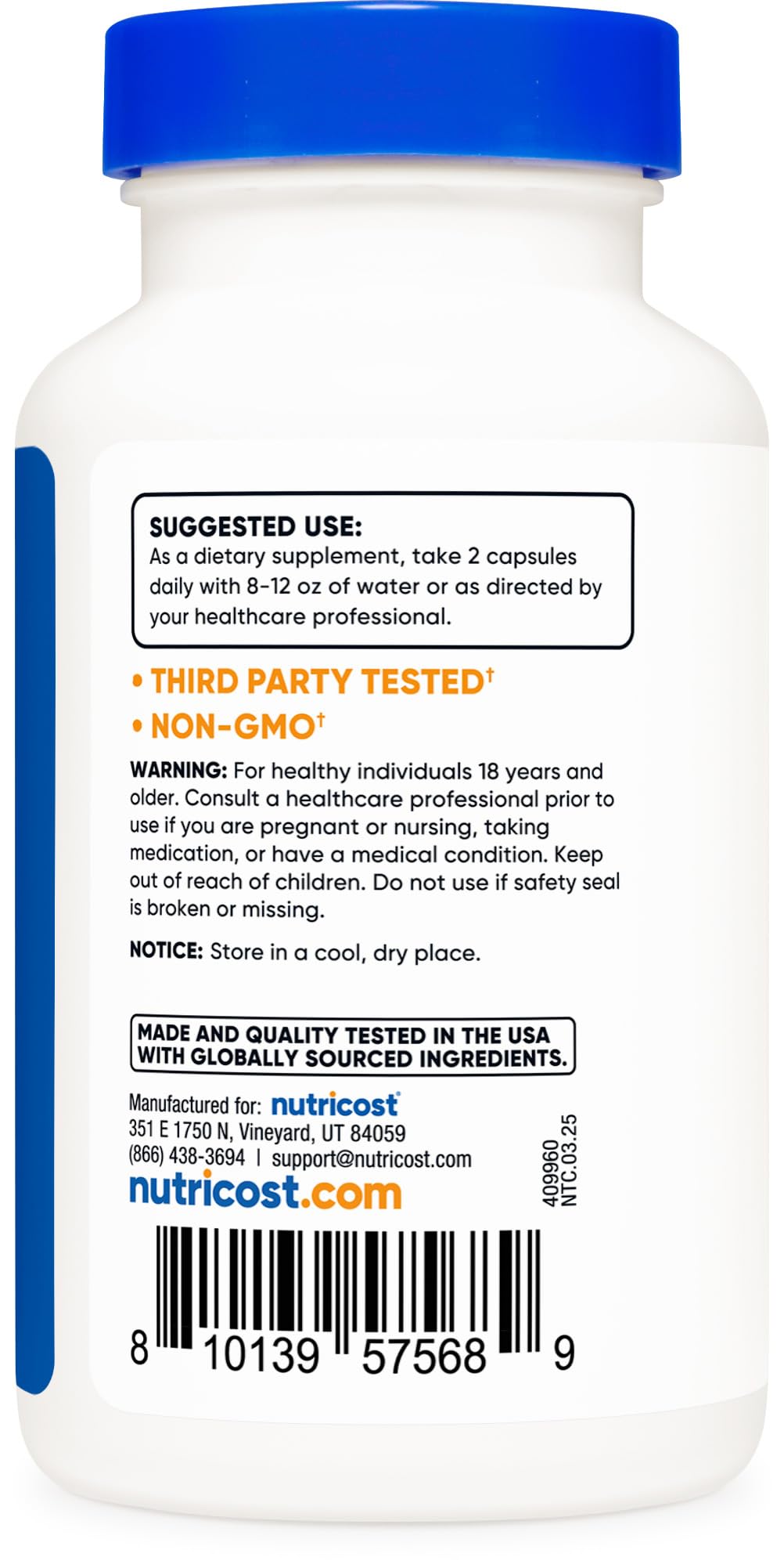 Nutricost ingrédients botaniques fucus-vesiculeux et bardane, composition naturelle