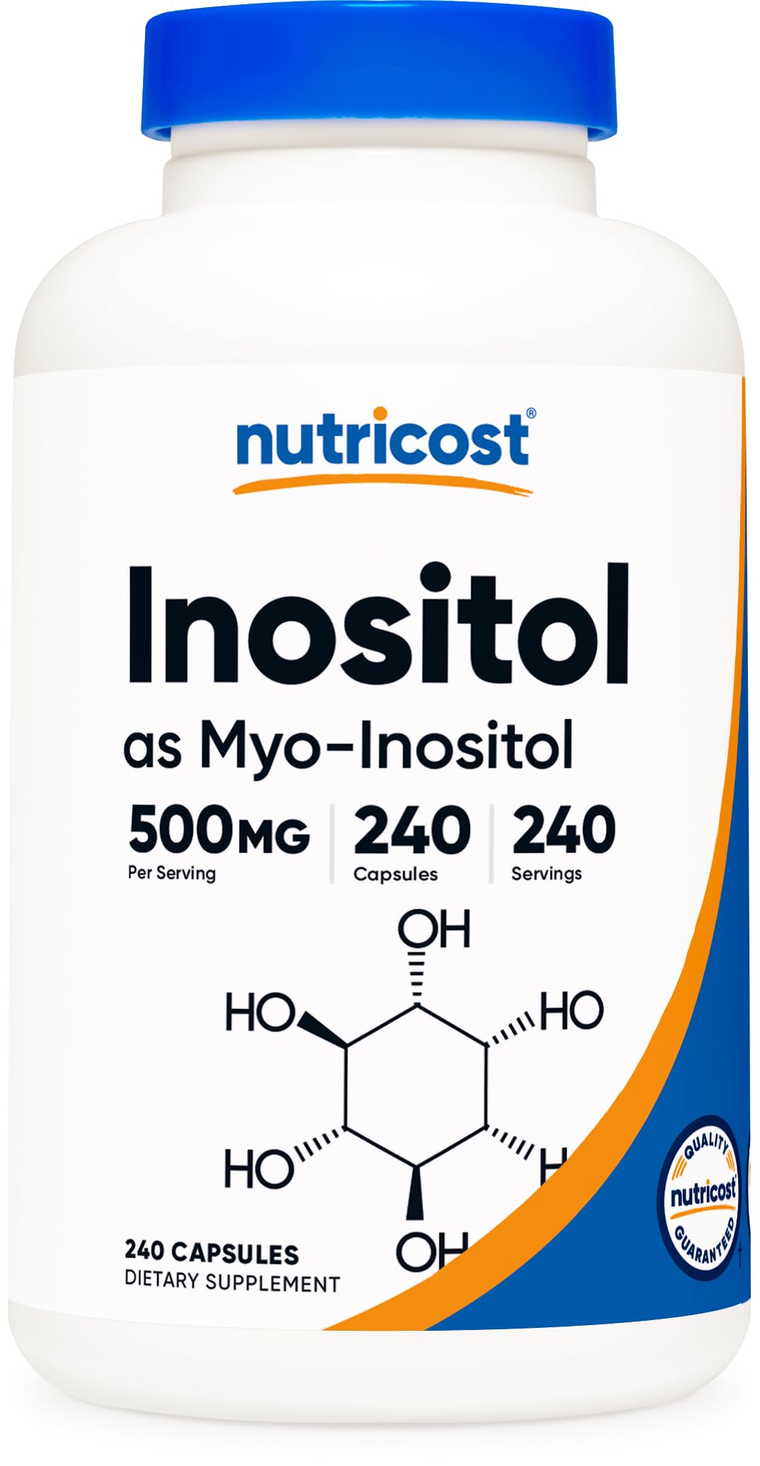 Nutricost Inositol – bouteille visible et capsules faciles à avaler pour le quotidien
