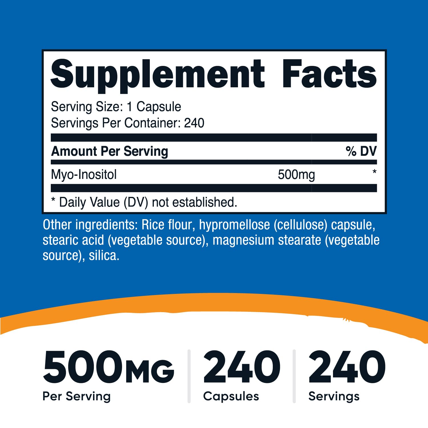 Nutricost Inositol – capsules végétales visibles, option végétarienne pratique