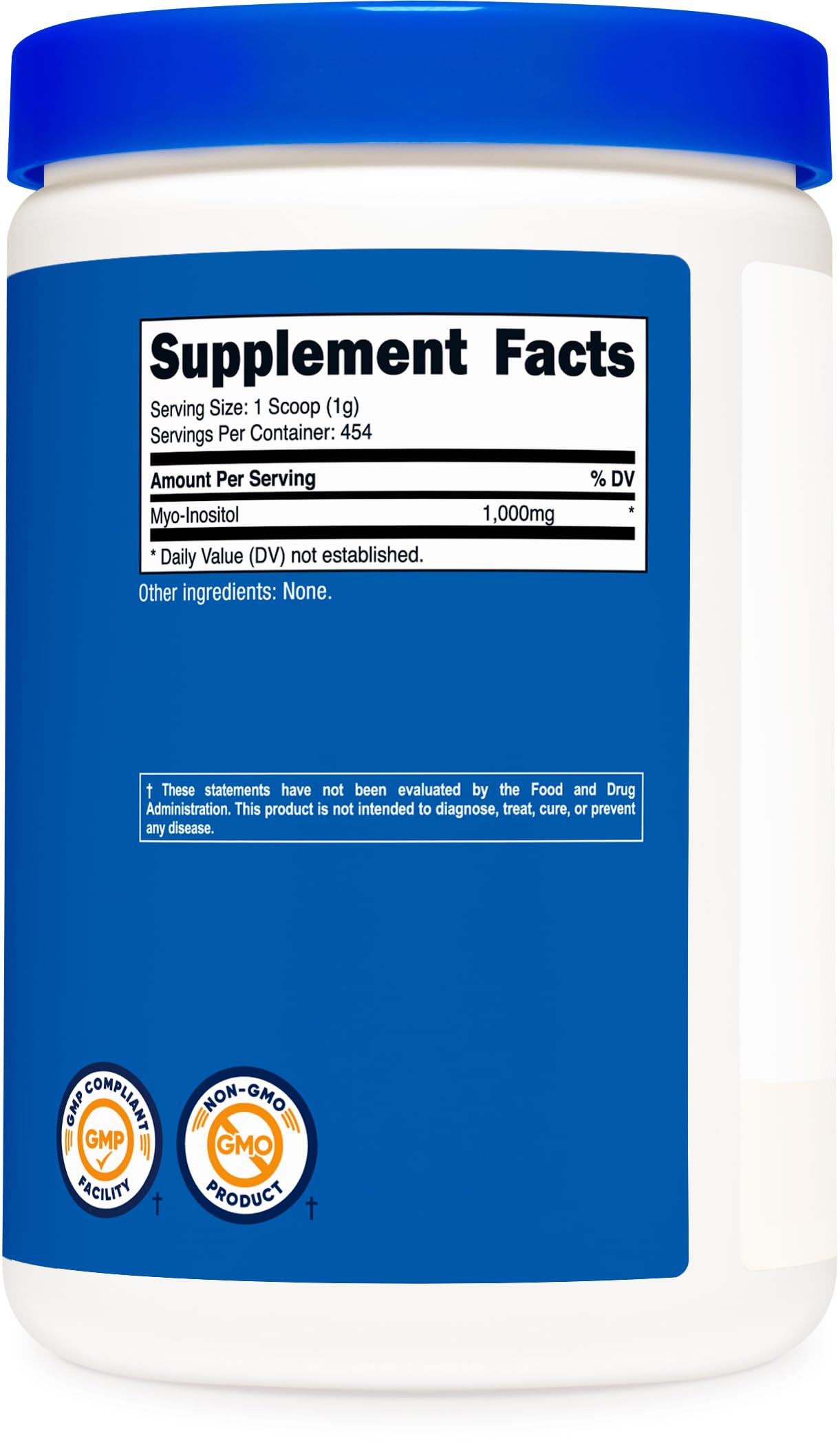 Nutricost Inositol poudre, fabrication GMP assurant sécurité et conformité.