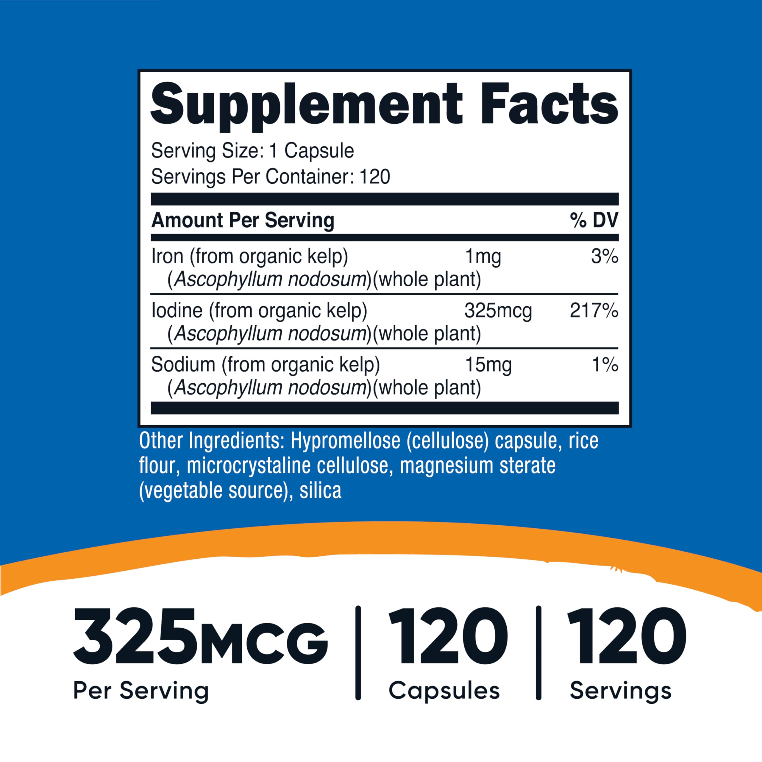Nutricost Iode – gélules 120 contenus, faciles à avaler et pratiques.