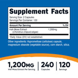 Nutricost Irish Sea Moss Extract capsules, prise facile, idéale pour un apport quotidien pratique.