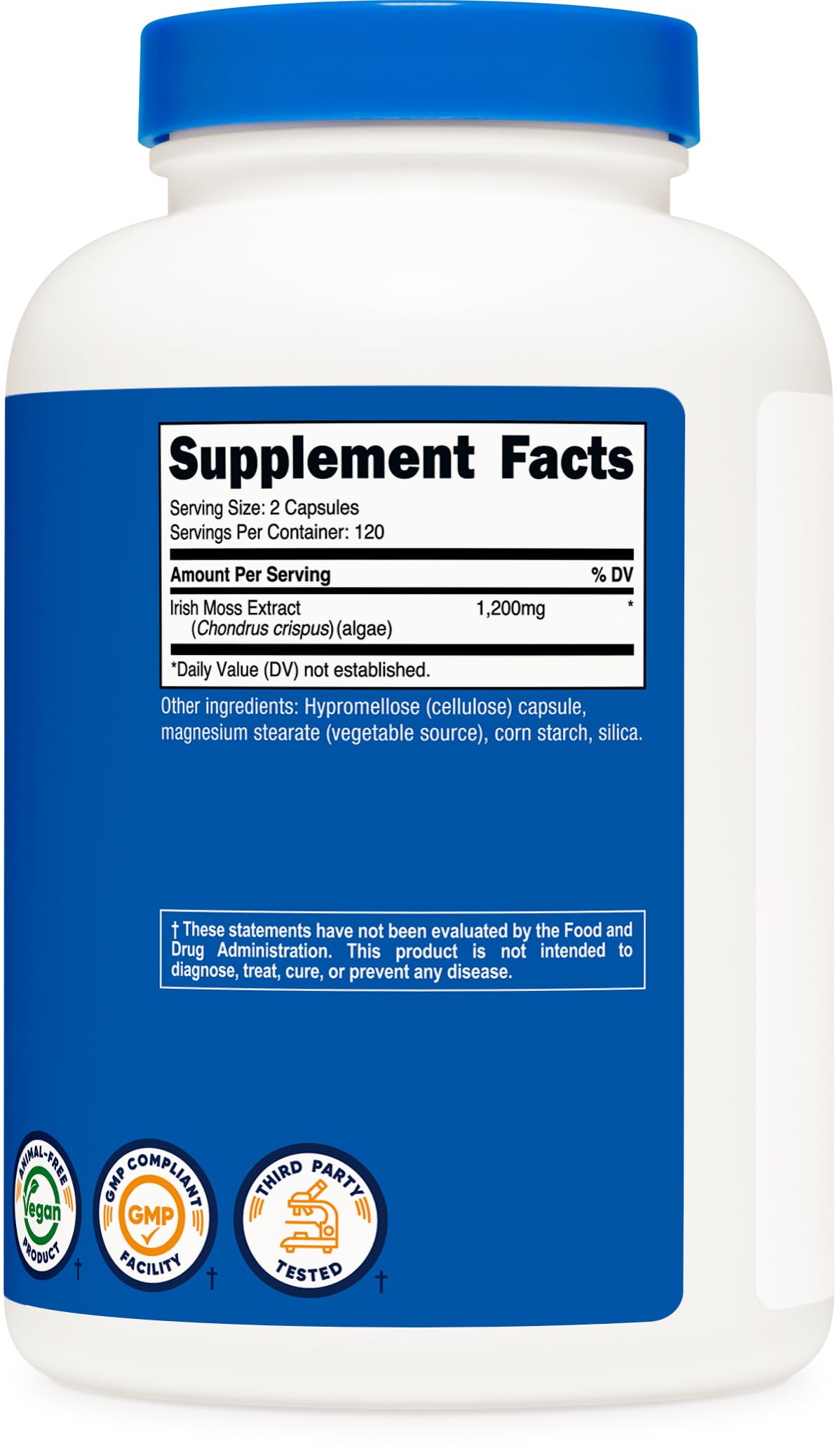 Certifié NSF et GMP, Nutricost Irish Sea Moss Extract assure qualité et sécurité.