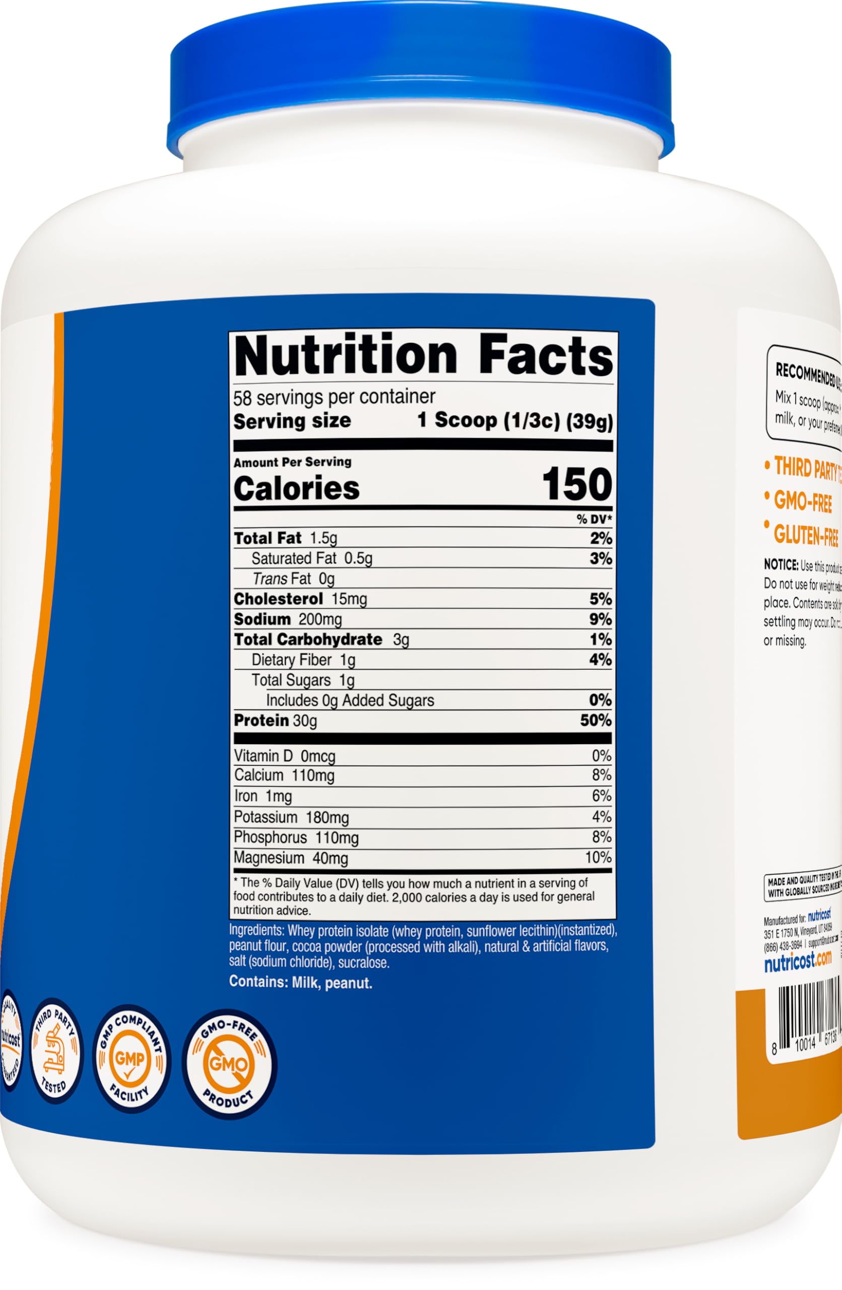 Nutricost isolat lactoserum chocolat beurre cacahuète, portion prête à mélanger