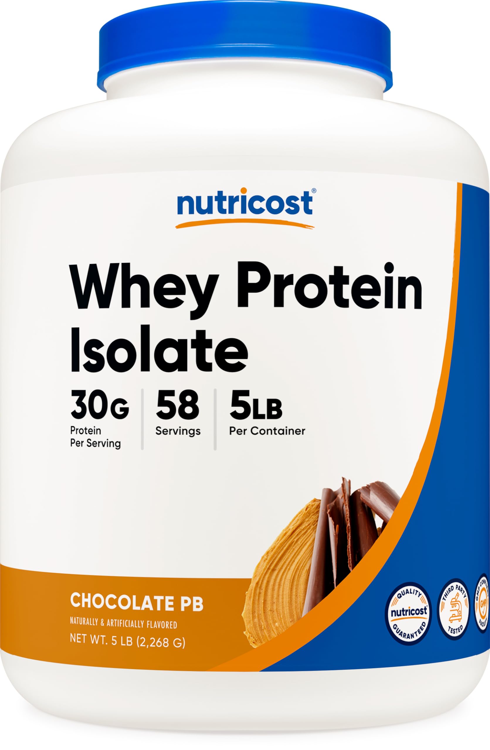 Nutricost isolat lactoserum chocolat beurre cacahuète, pot pratique pour dose rapide après l'entraînement