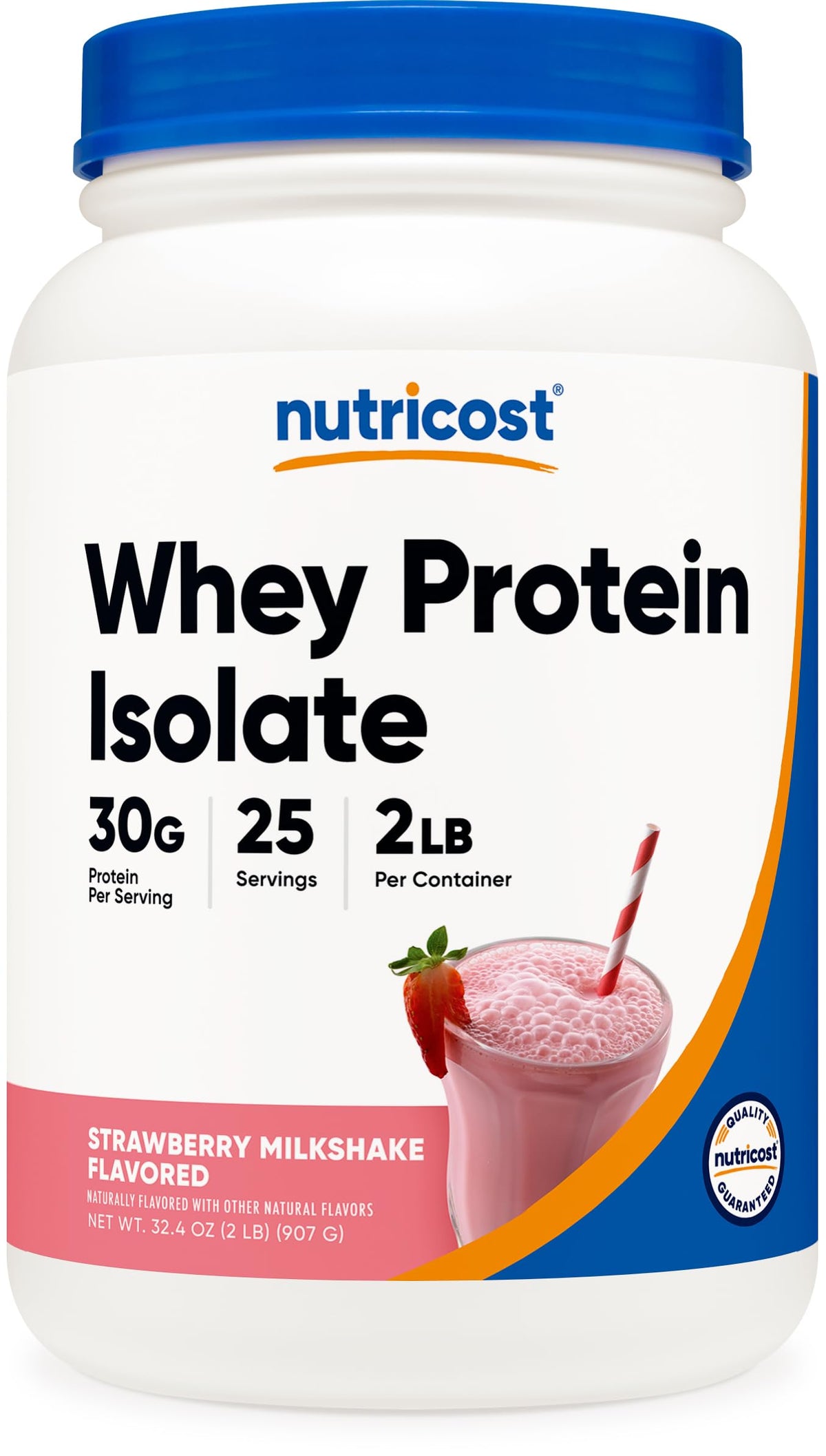 Nutricost isolat protéine lactosérum, face avant — idéal pour préparer des shakes rapides