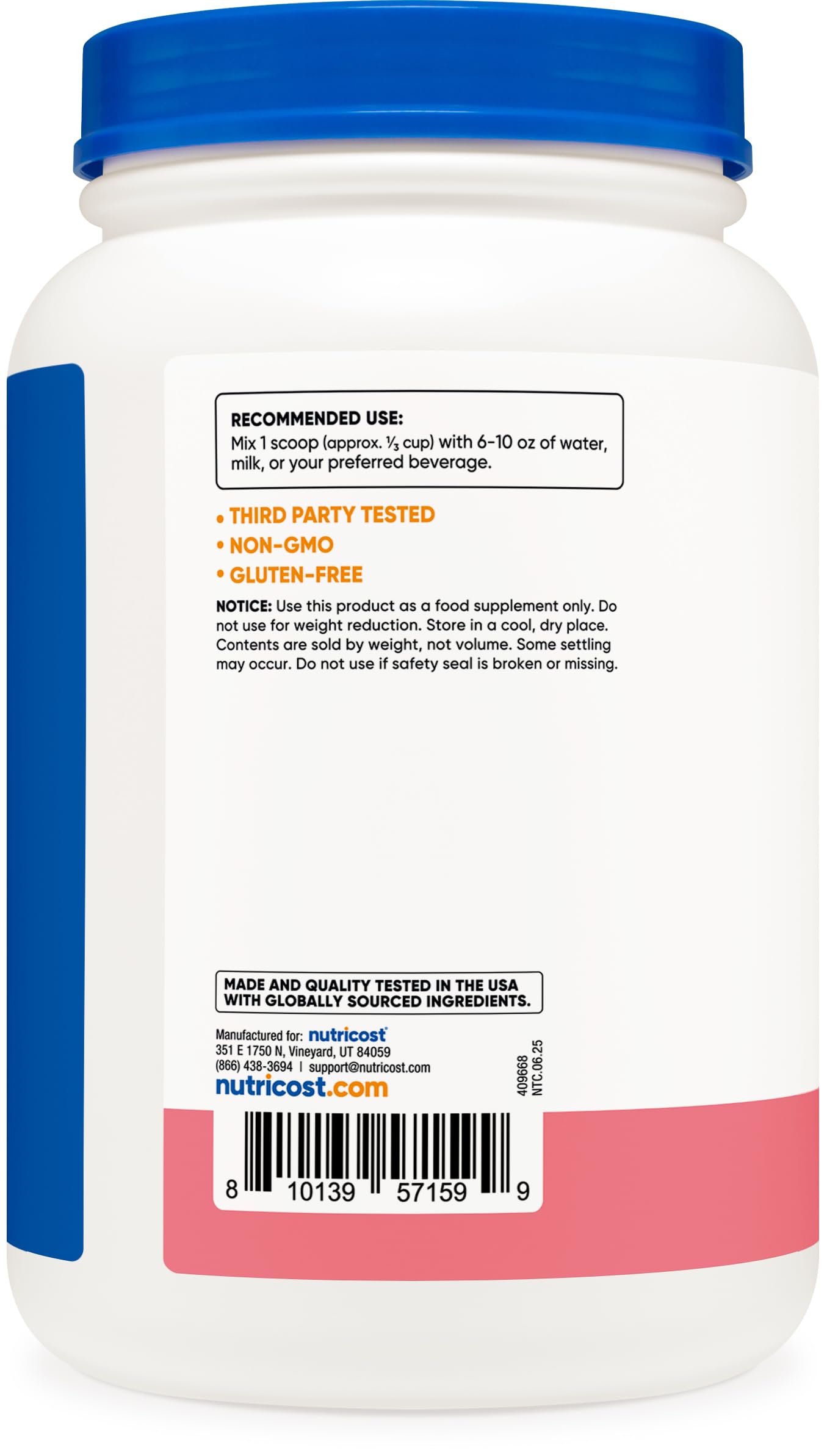 Nutricost isolat protéine lactosérum, poudre — texture lisse prête pour shakes