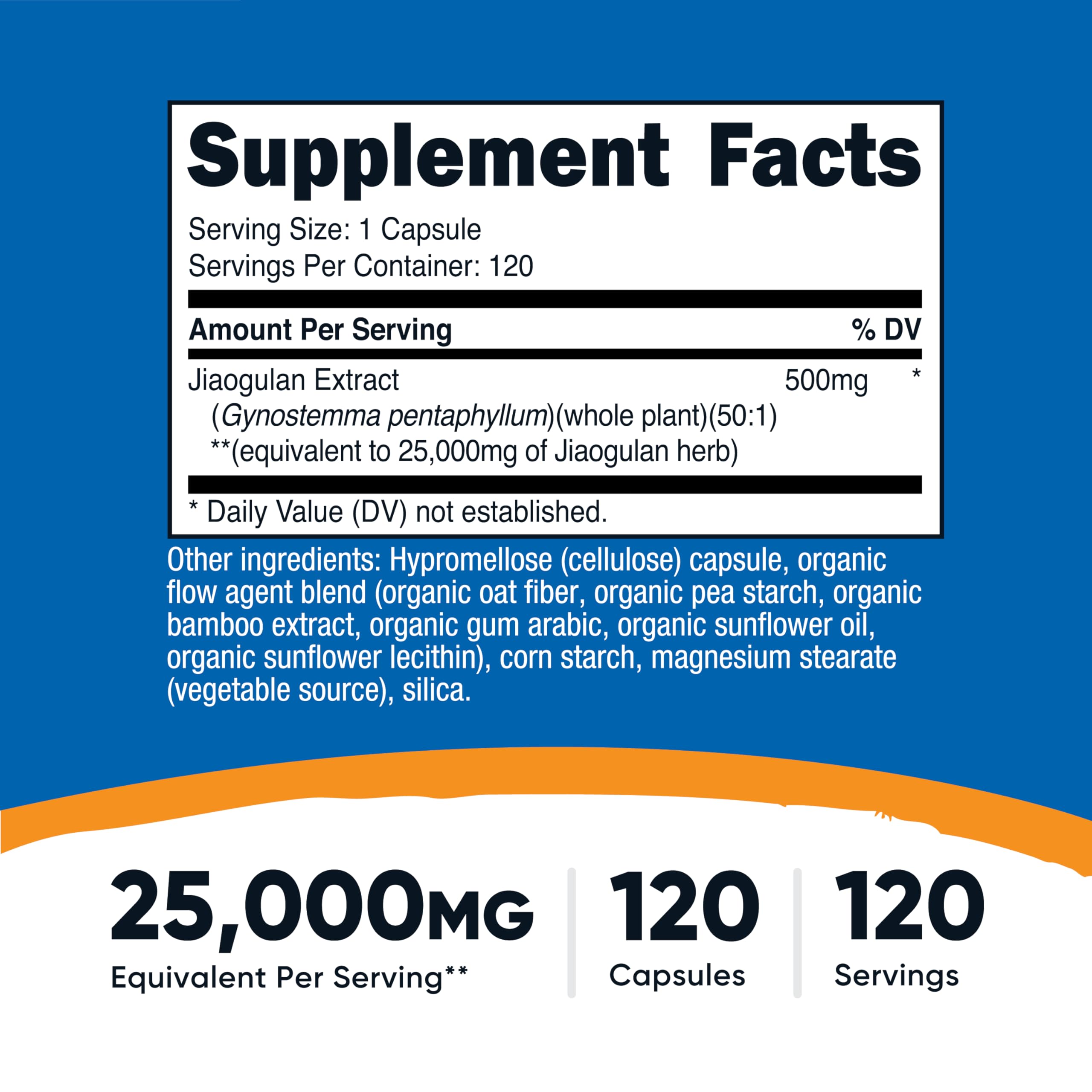 Capsules Nutricost Jiaogulan en gros plan facilitant integration quotidienne.