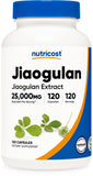 Nutricost Jiaogulan Extrait bouteille 120 capsules prête pour la routine végétalienne.