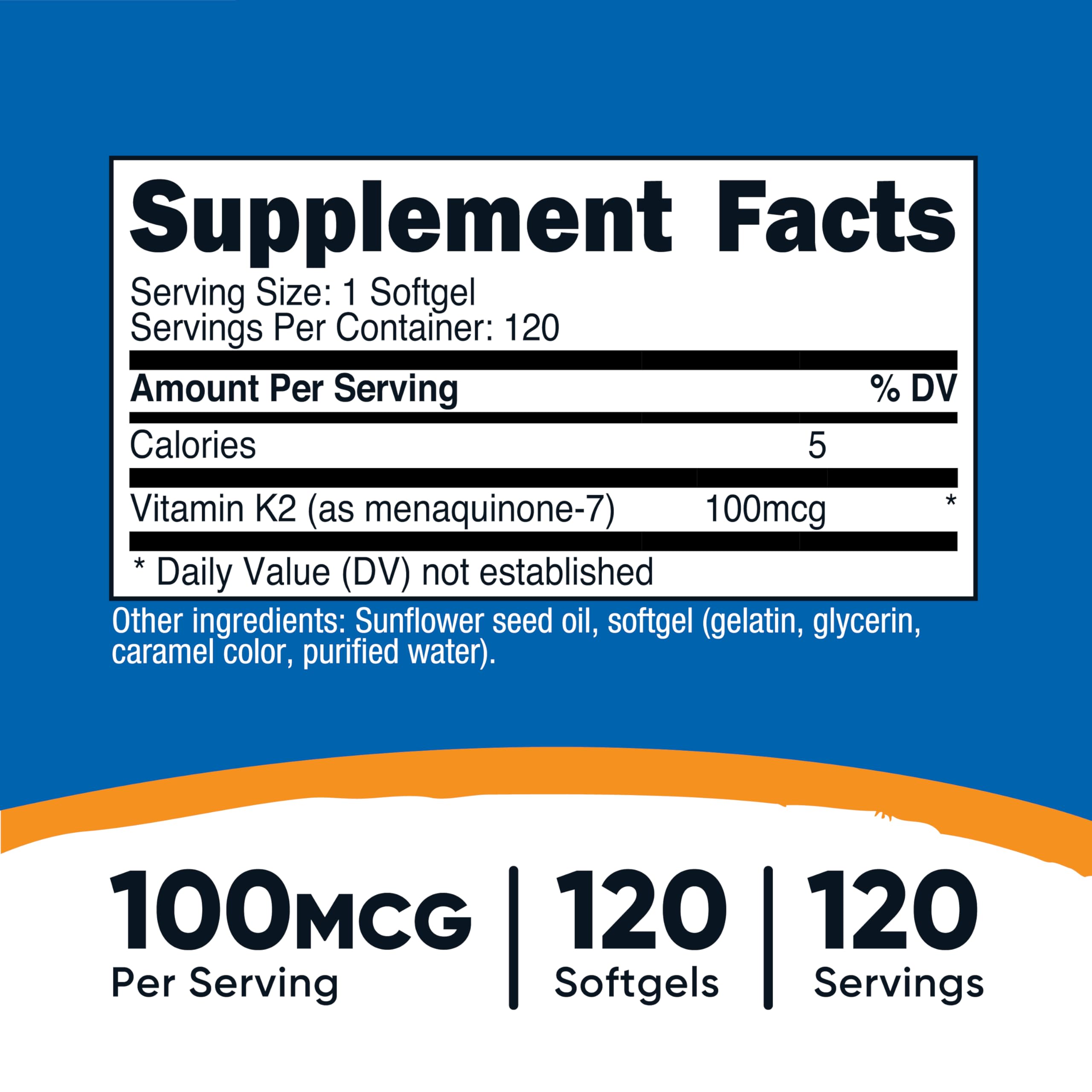 Nutricost K2 MK-7 flacon de 120 gélules – formule sans OGM