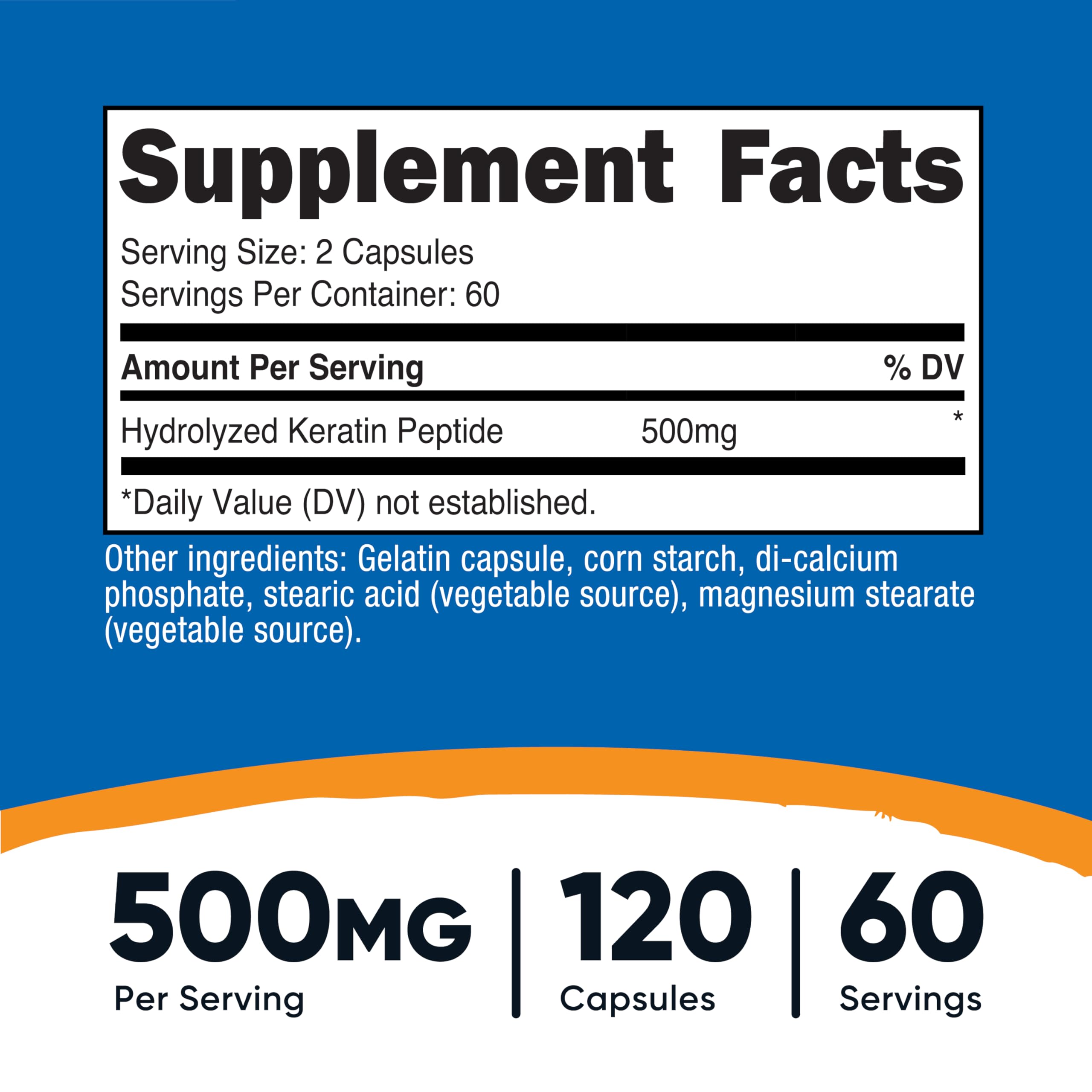 Nutricost Keratine hydrolysée capsules sans gluten et sans OGM