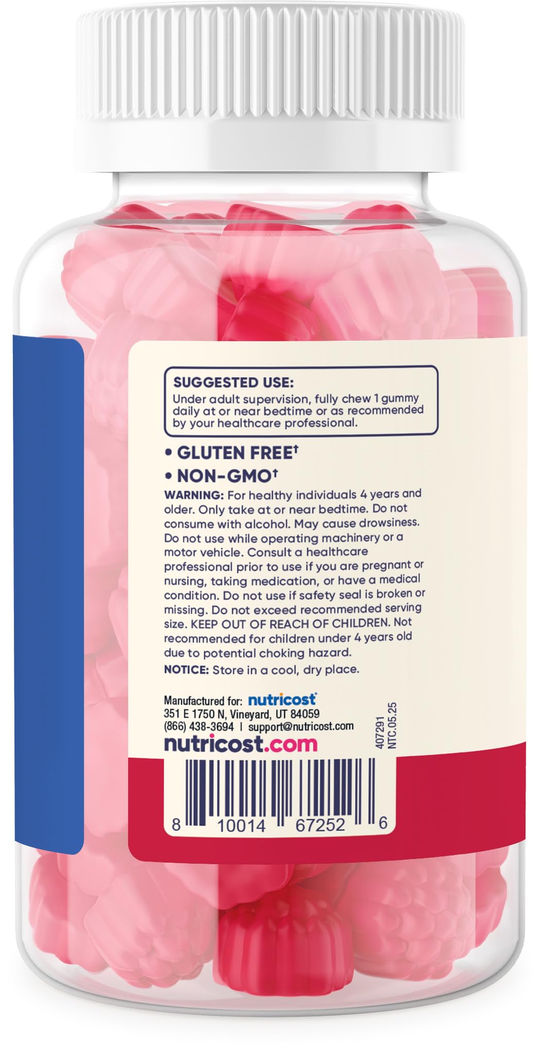 Nutricost Kids Mélatonine Gummies ingredients-naturels: arômes naturels sans artificiels