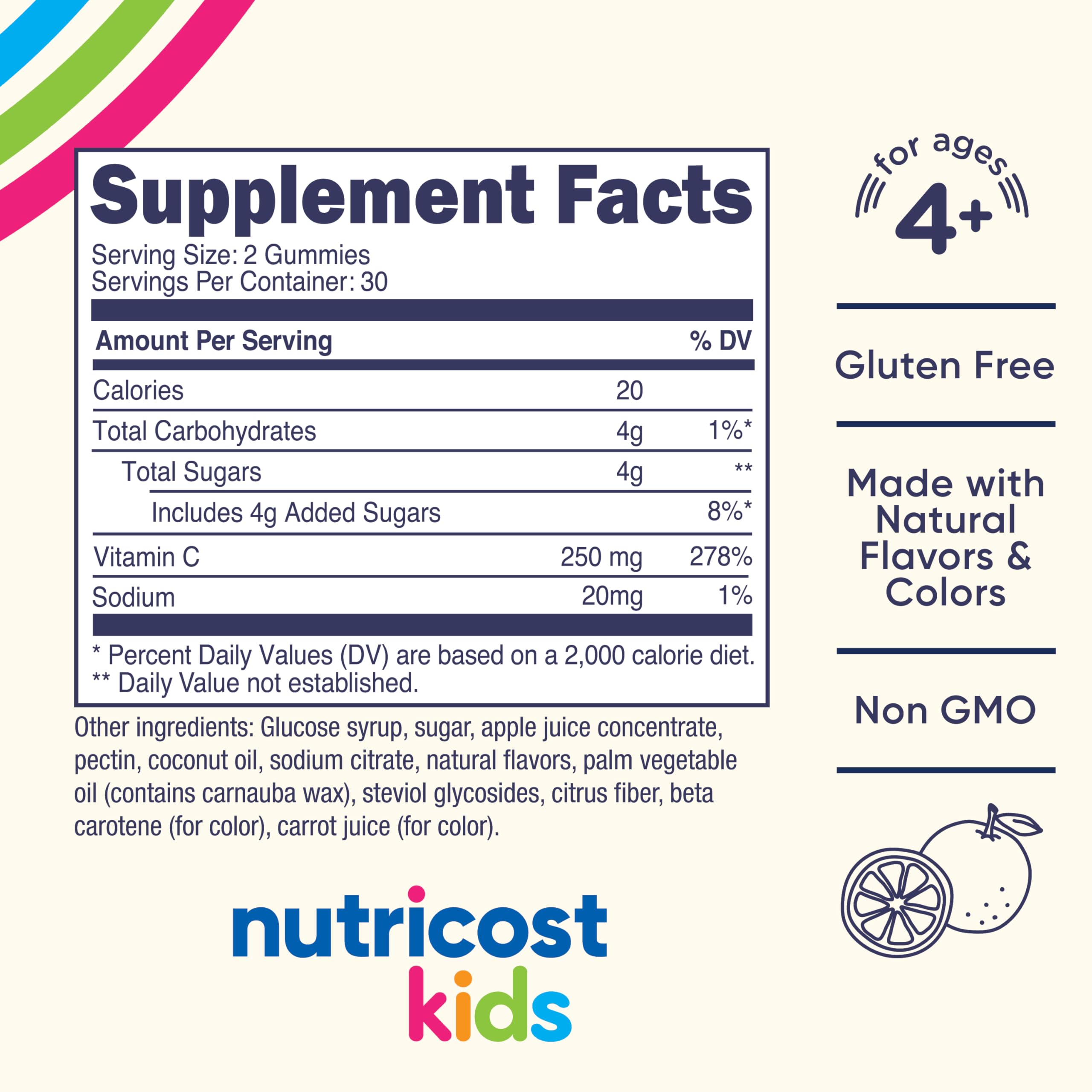Gommes Nutricost pour enfants de 4 ans et plus, goût agréable.