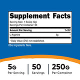 Flacon Nutricost L-Arginine 250 g pour une utilisation prolongée.
