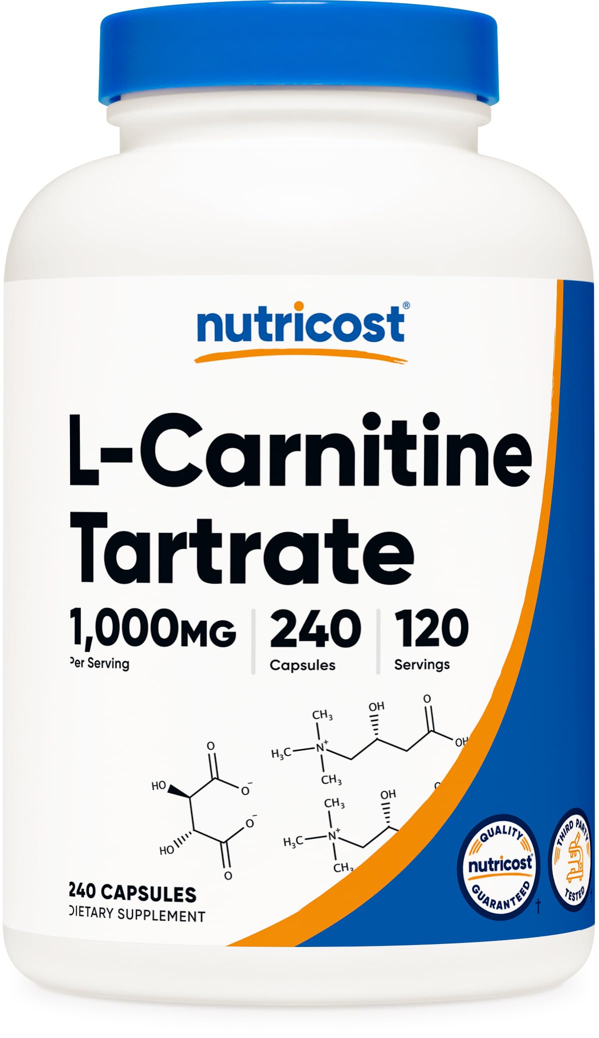 Nutricost L-Carnitine Tartrate 1000 mg – bouteille et énergie potentielle