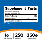 Nutricost L-Carnitine Tartrate — étiquette claire pour le dosage.
