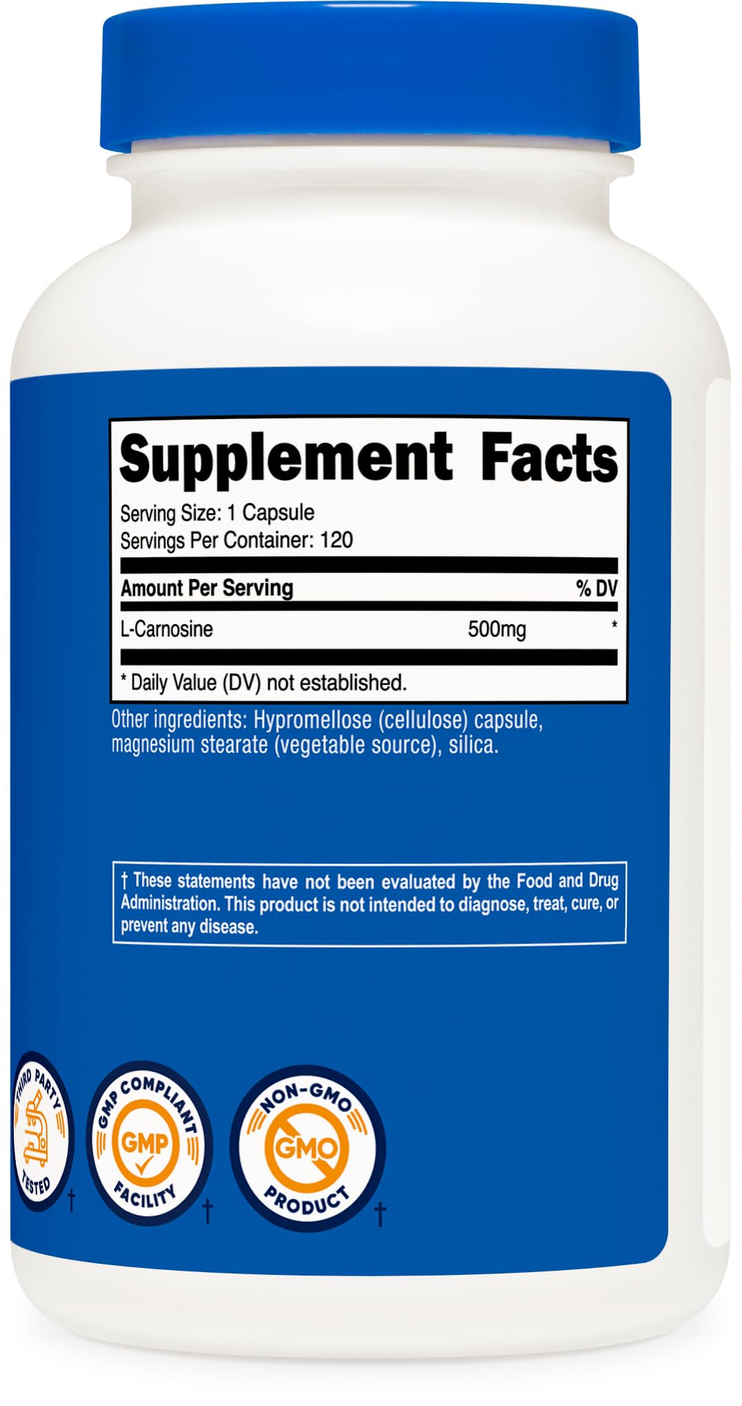 Nutricost L-Carnosine utilisation quotidienne simple avec capsule unique.