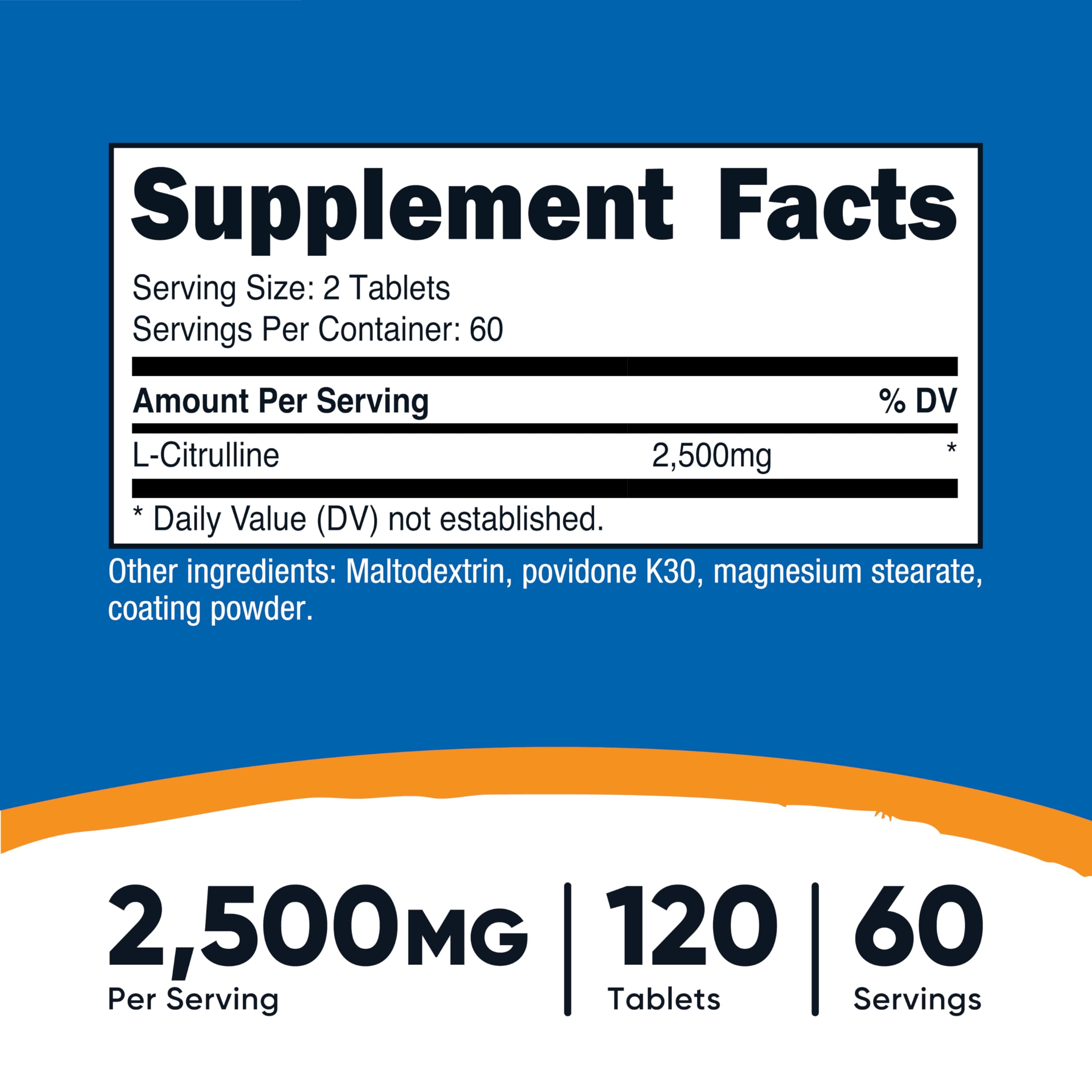 Nutricost L-Citrulline bouteille 60 portions prête pour chaque séance.